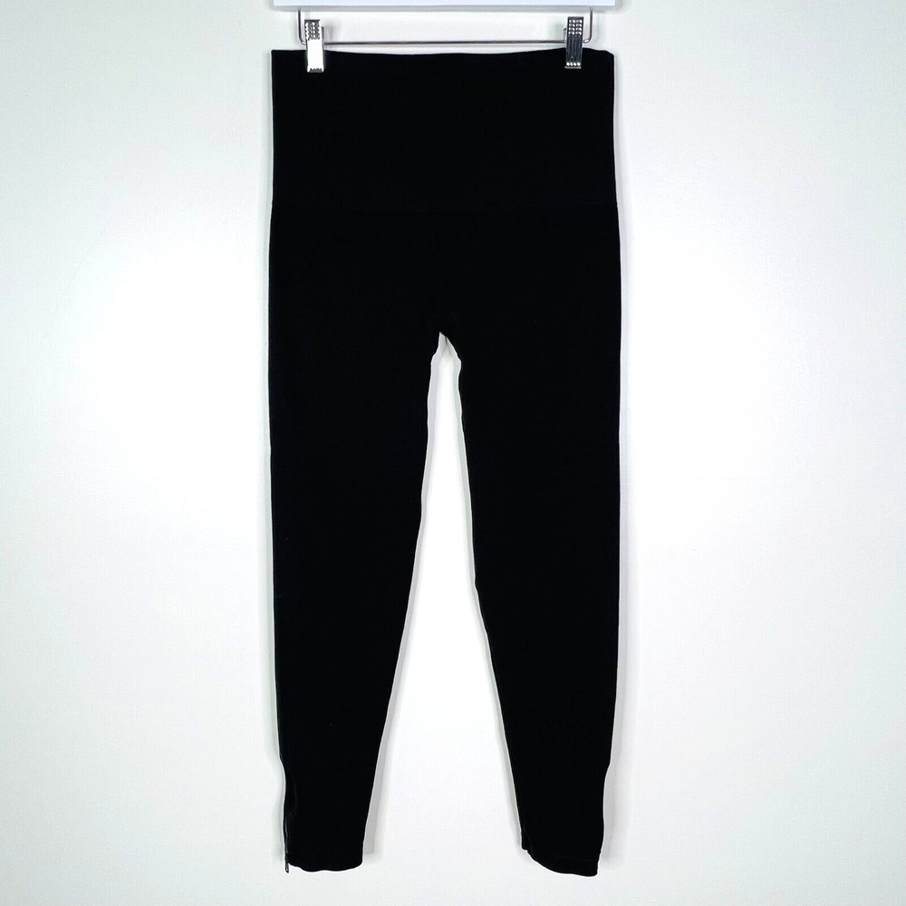 Spanx Look At Me Now Leggings Womens XL Black Excellent Ankle Zip Seamless - Picture 2 of 5